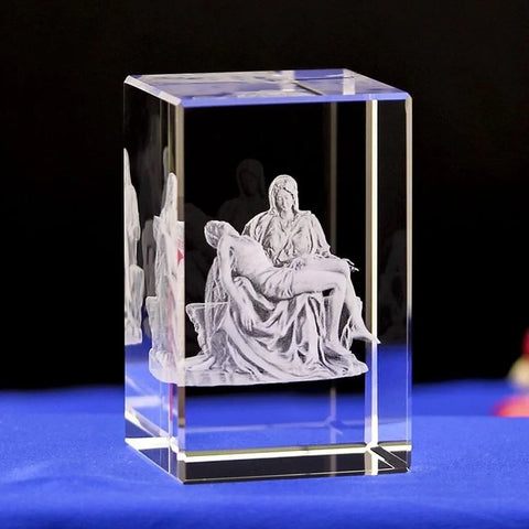 6 Kinds Modern Christian Catholic Jesus Portrait Crystal Ornaments Creative 3D Carved Jesus Cross Home Decoration Accessories