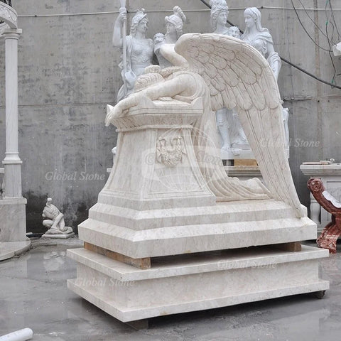 Fancy Customized China White Angel Granite Monument Marble Cemetery Tombstone