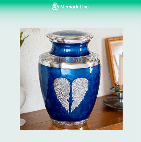 Blue Heart Urn for Ashes