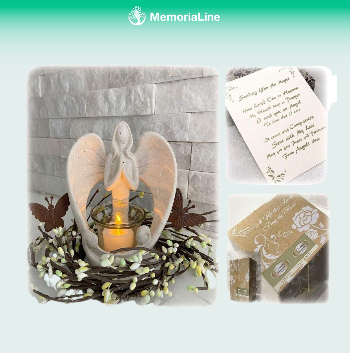 Sympathy Flowers Memorial Angel Candleholder