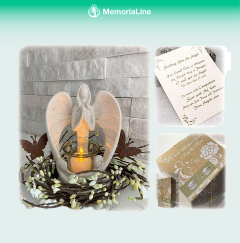 Sympathy Flowers Memorial Angel Candleholder