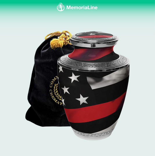 Red Line Firefighter Cremation Urn