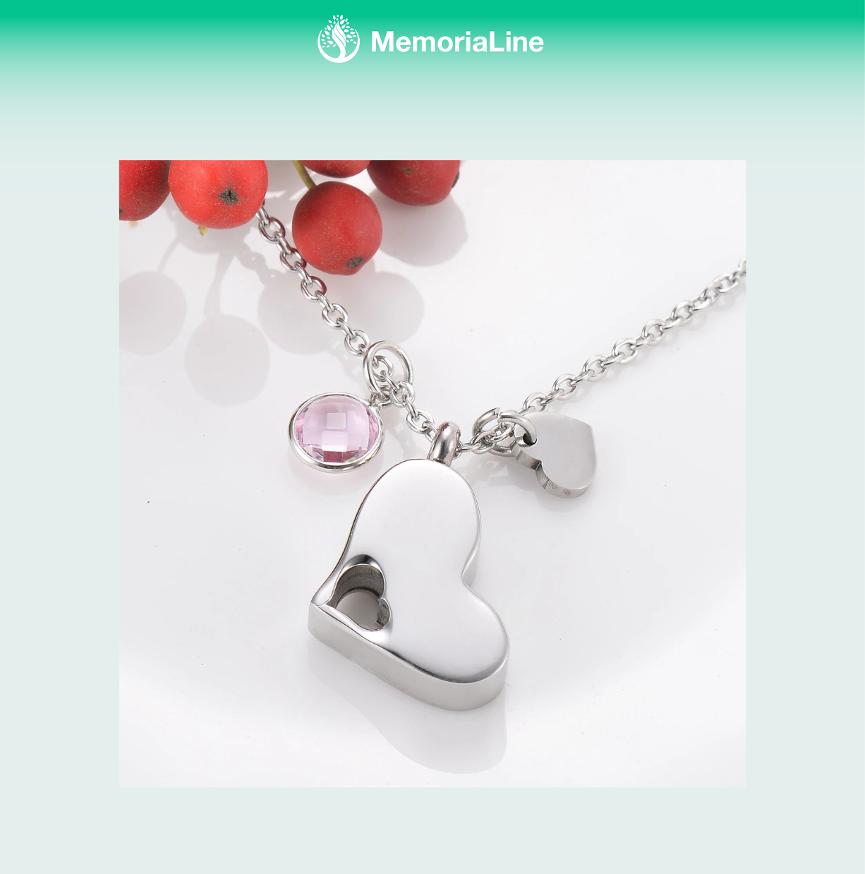 Stainless Steel Heart Cremation Urn Necklace