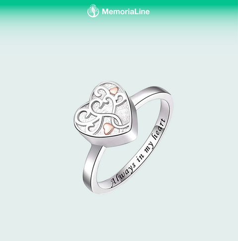 Tree of Life Love Heart Cremation Ring