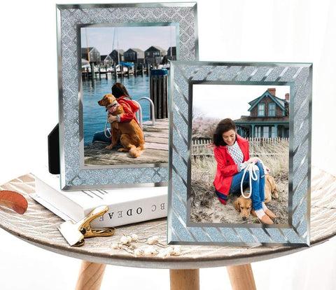 Picture Frames,5X7 Glass Picture Frames,Set of 2 Picture Frames Fit Photo 5 by 7 Inch for Tabletop Display