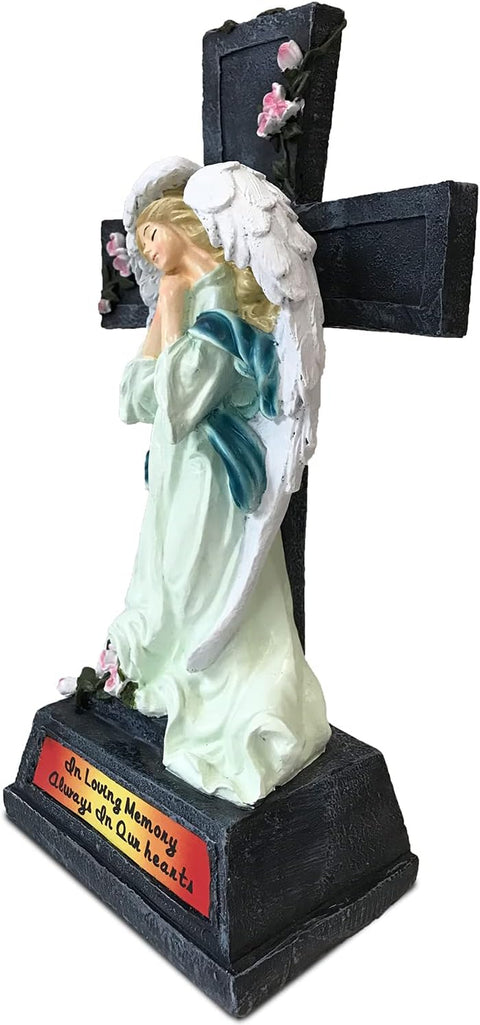 Angel Garden Statues - Elegant Memorial Decorations for Home and Garden, Thoughtful Sympathy and Condolence Gifts (Angel Cross)