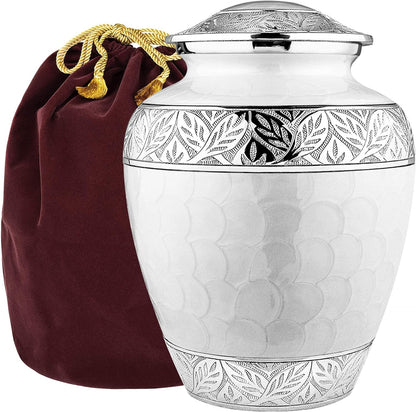 Cremation Urns for Human Ashes - Decorative Urns, Urns for Human Ashes Female & Male, Urns for Ashes Adult Female, Funeral Urns - White, Large