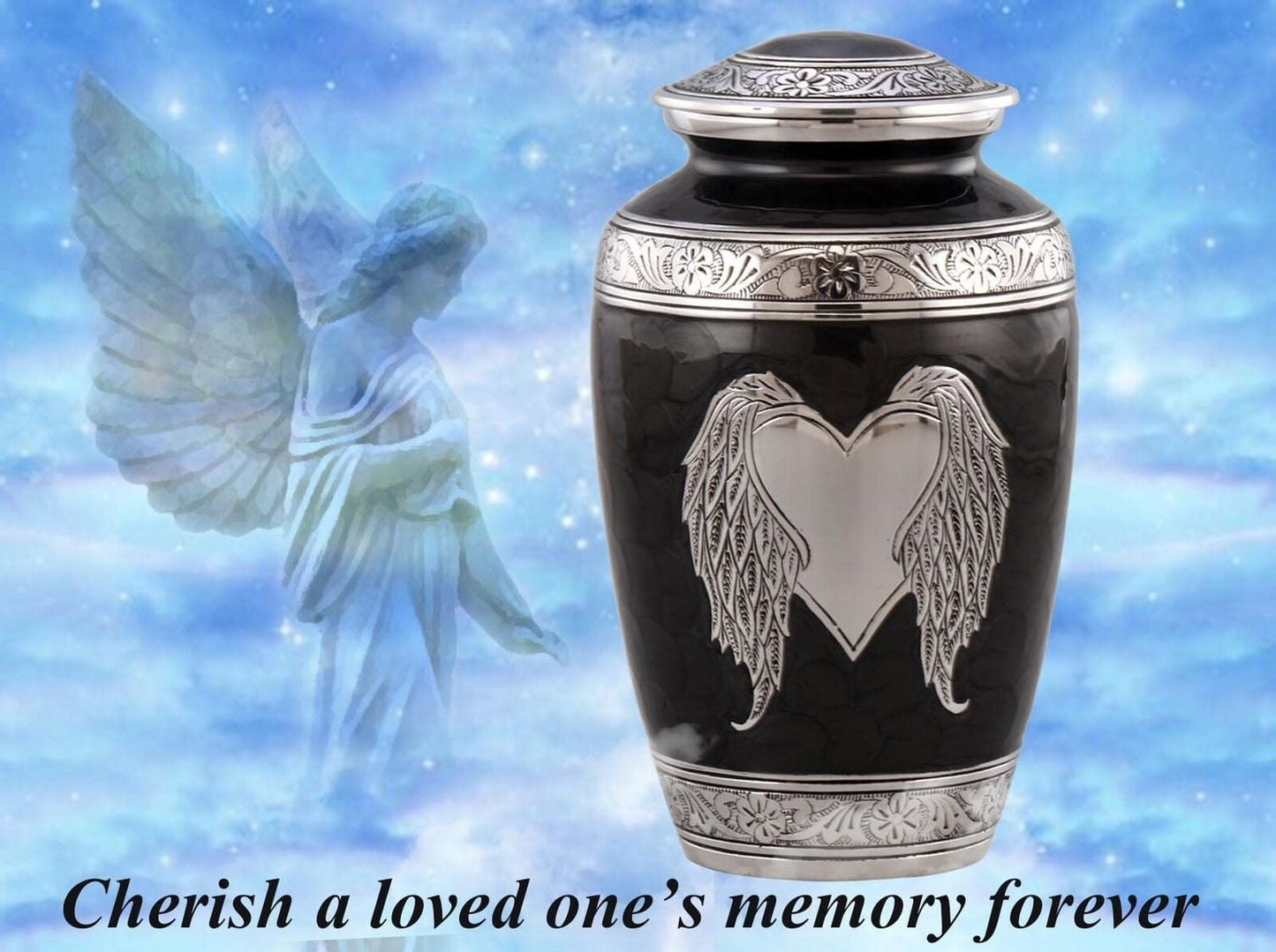 Angel Wings Urn - Loving Angel Wings Cremation Urn for Ashes - Handcrafted An...