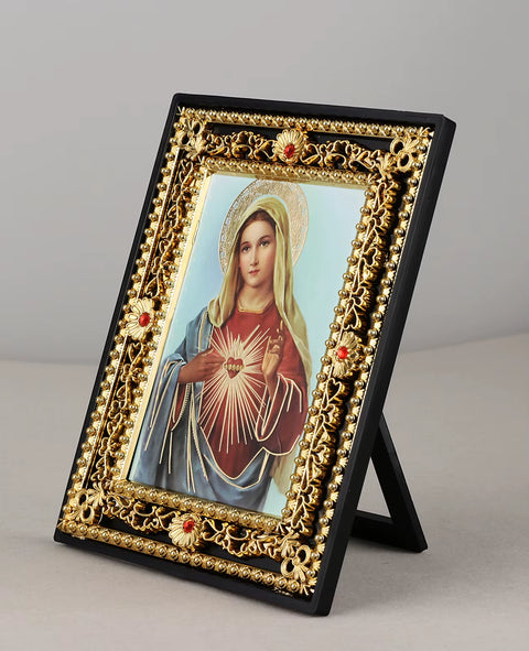 Cottvott Golden Holy Family St. Michael Archangel Our Lady Sacred Heart Picture Frame Ornament Plastic Wall Art Home Decor Gifts