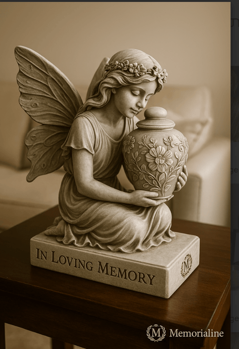 Angel Memorial Statue with Urn - Personalized Tribute Gift - Memorialine