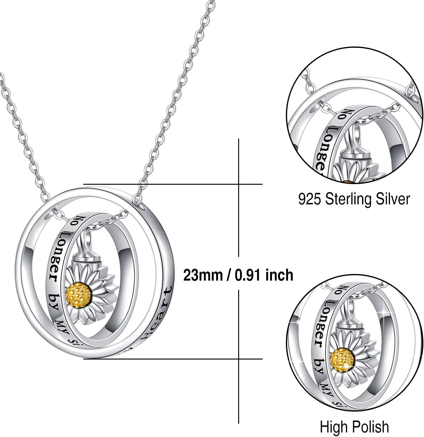 Cremation Jewelry 925 Sterling Silver Sunflower/Rose/Paw Urn Necklace for Ashes Memorial Keepsake Gifts for Women