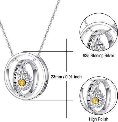 Cremation Jewelry 925 Sterling Silver Sunflower/Rose/Paw Urn Necklace for Ashes Memorial Keepsake Gifts for Women