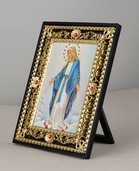 Cottvott Golden Holy Family St. Michael Archangel Our Lady Sacred Heart Picture Frame Ornament Plastic Wall Art Home Decor Gifts