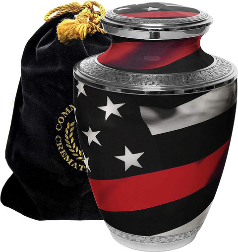 Red Line Firefighter Cremation Urn for Human Ashes for Funeral, Burial or Home. Cremation Urns for Ashes Adult Male Large Urns for Dad and Cremation Urns for Human Ashes Large