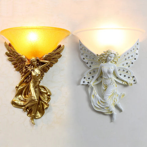 Fly Angel Girl Wall Lamp European Luxury Lighting Fixtures Living Room Corridor Wall Sconces Wall Mirror Light Indoor Home Decor