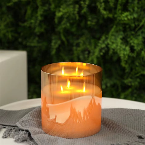 Flameless Candles Battery Operated Flickering Candles with 6-Hour Timer Real Wax Moving Wick Glass Candle for Home Decor