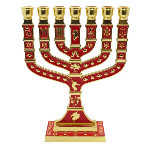 Jewish 7 Arms Menorah,7 Extra Large Candlestick Judio Candle Holder, the Emblem of Judaism and Israel Candle Stand