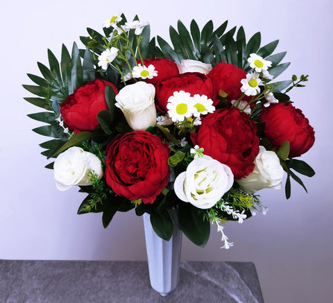 Artificial Flowers for Cemetery with Vase,Cemetery Flowers for Grave Vase,Flo...