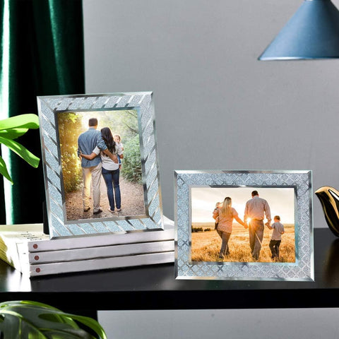 Picture Frames,5X7 Glass Picture Frames,Set of 2 Picture Frames Fit Photo 5 by 7 Inch for Tabletop Display