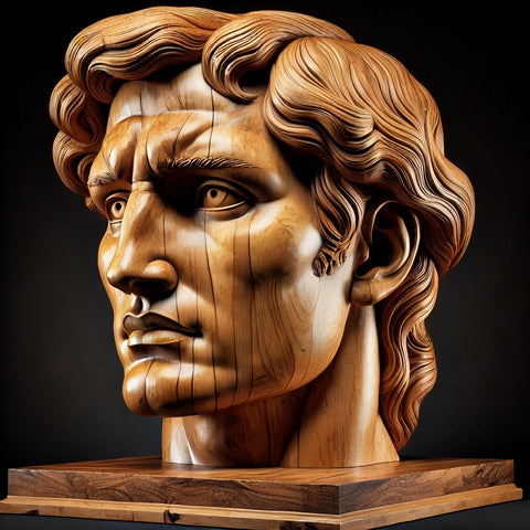 Custom Wood Sculpture of a Human Head