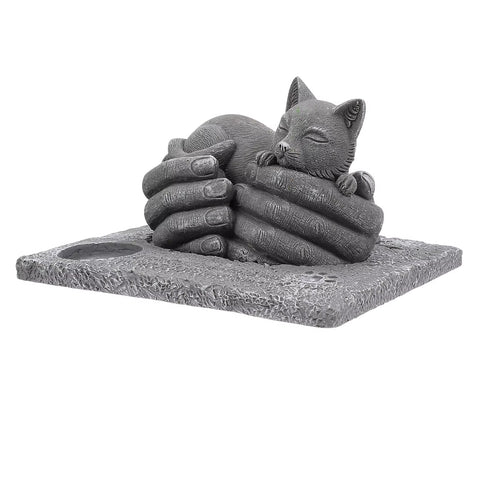 1Pc Tombstone Pet Mourning Candleholder Prop Praying Mourning Holding Pet Cat Dog Tombstone Open-Air Candlestick Ornaments