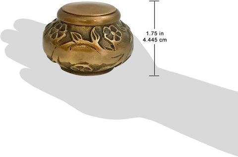 Florence Antiqued Brass Keepsake Urn for Ashes - Small Size - NOT Intended for Full Cremation Ash Quantity