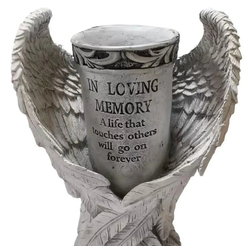 Cemetery Vase Angel Wing Memorial Vase with Spike and Drainage Hole Resin Bouquet Flower Holder for Tomb Headstone Decoration - Memorialine