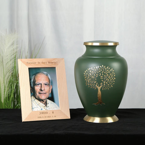 Ceramic Funeral Ashes Urn with Photo Frame - Memorialine