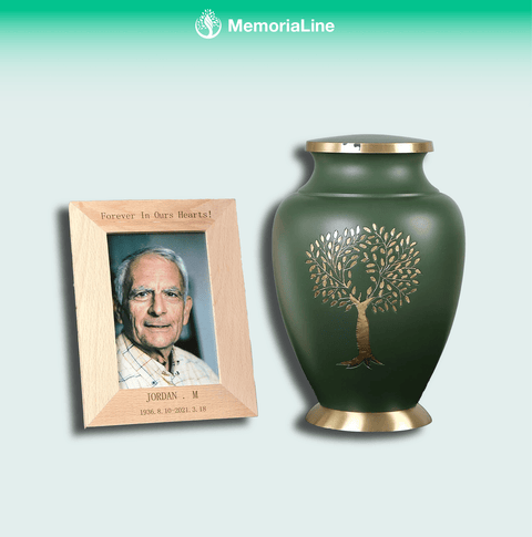 Ceramic Funeral Ashes Urn with Photo Frame - Memorialine