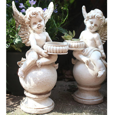 Cherub Angel Statue Tea Light Candle Holder Cherub Sculpture without Candle Tealight Holder for Condolence Love Bereavement Gift - Memorialine