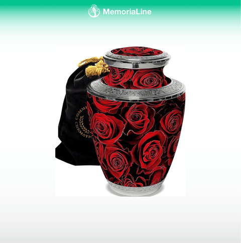 Crimson Rose Urn – Handcrafted Decorative Ashes Urn for Women - Memorialine