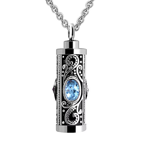 Crystal Stainless Steel Cremation Urn Pendant - Memorialine