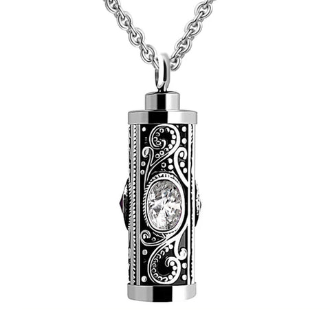 Crystal Stainless Steel Cremation Urn Pendant - Memorialine