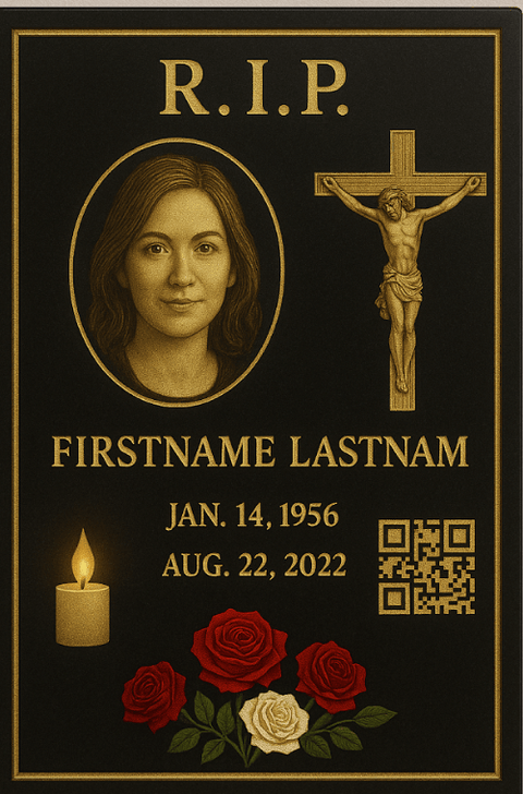 Custom Memorial Plaque with Photo and QR Code - Memorialine