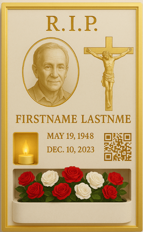 Custom Memorial Plaque with Photo and QR Code - Memorialine