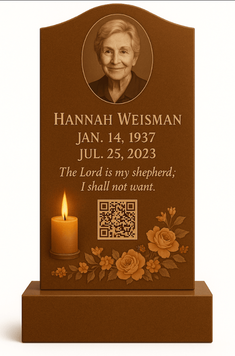 Custom Memorial Plaque with Photo and QR Code - Memorialine