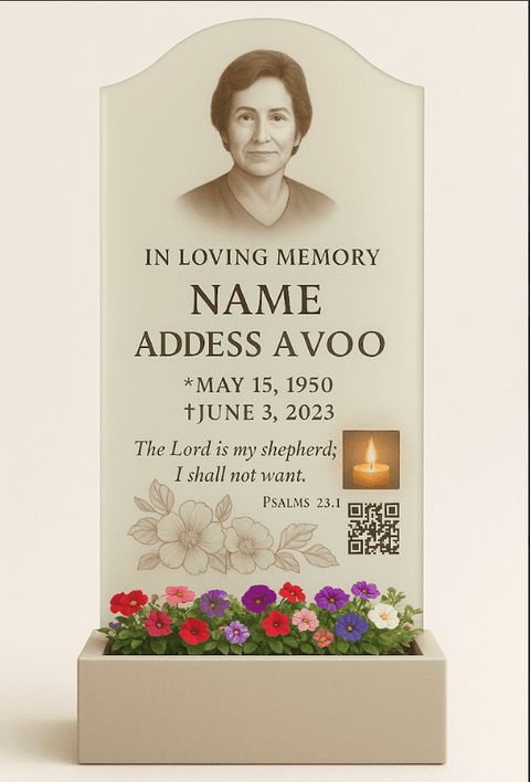 Custom Memorial Plaque with Photo and QR Code - Memorialine