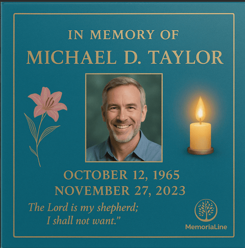Custom Memorial Plaque with Photo & Candle Tribute - Memorialine
