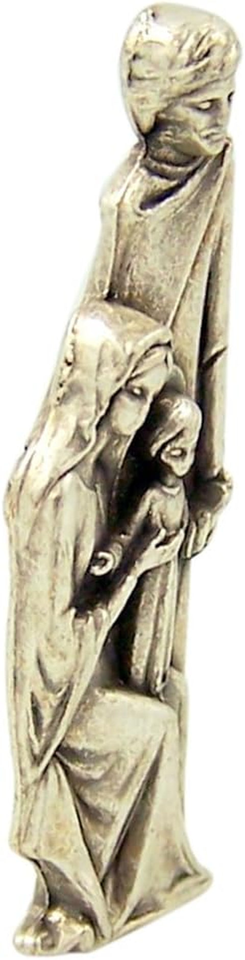Silver Tone the Holy Family Pocket Statue with Gold Stamped Prayer Card, 1 1/2 Inch