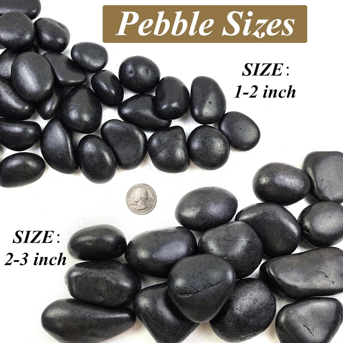 10 Pounds Natural Black Pebbles Rocks for Plants– 2-3 Inch Ornamental Black River Rocks for Garden Landscaping Home Décor Yard Paving Fountain and Outdoor Decorative Black Stones