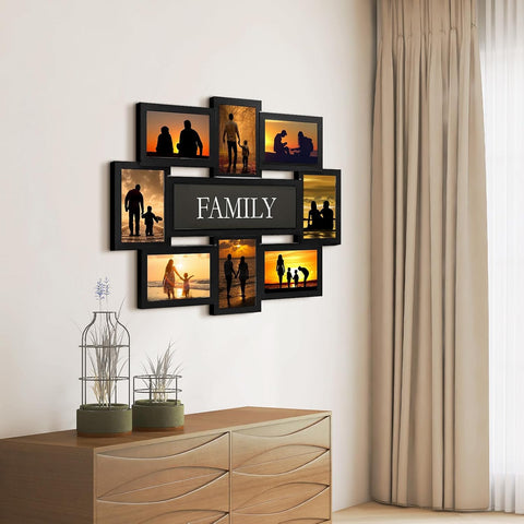 8 Opening Family Reunion Photo Frames, Collage Picture Frames for Wall Decor, Reunion Friends Memory Photo Frame Selfie Gallery Collage, Wall Hanging for 4X6 Picture Frames Black