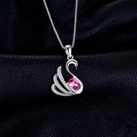 Swan Pink Topaz Sterling Silver Pendant (No Chain)