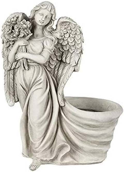 Sunray Garden Landscape Statues, Angel Statues, Garden Decoration, Hand-Carved Finish 12.1‘’H (Angel Flowerpot)