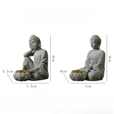 Zen Buddha Statue Incense Holder Home Decoration Candle Tea Light Holders Decor for Garden Patio Desk Porch Yard Art Ornaments