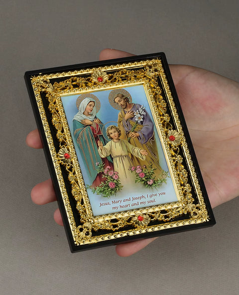 Cottvott Golden Holy Family St. Michael Archangel Our Lady Sacred Heart Picture Frame Ornament Plastic Wall Art Home Decor Gifts