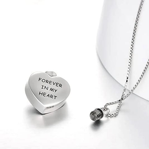 Heart Urn Necklace for Ashes 925 Sterling Silver Heart Memorial Keepsake Cremation Pendant Necklace Cremation Jewelry Gifts for Women Girls Sister