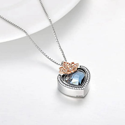 Heart Urn Necklace for Ashes 925 Sterling Silver Heart Memorial Keepsake Cremation Pendant Necklace Cremation Jewelry Gifts for Women Girls Sister