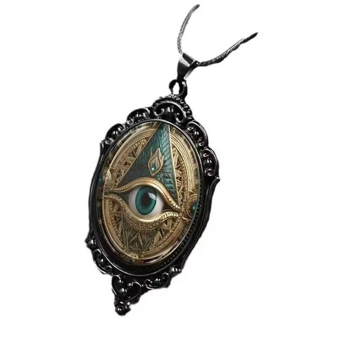 Dark Gothic Witch Pendant Necklace - Punk Cross Metal Leather Rope Chain for Women & Men | Enchanted Vintage Halloween Gift - Memorialine