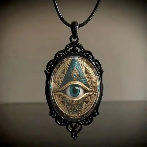 Dark Gothic Witch Pendant Necklace - Punk Cross Metal Leather Rope Chain for Women & Men | Enchanted Vintage Halloween Gift - Memorialine