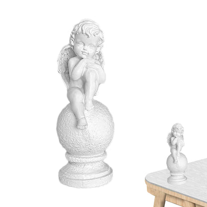 Cute Guardian Angel Figurine Resin Cherubs Statue Adorable Angel Sculpture Memorial Statue Shelves Home Bedroom Decorations